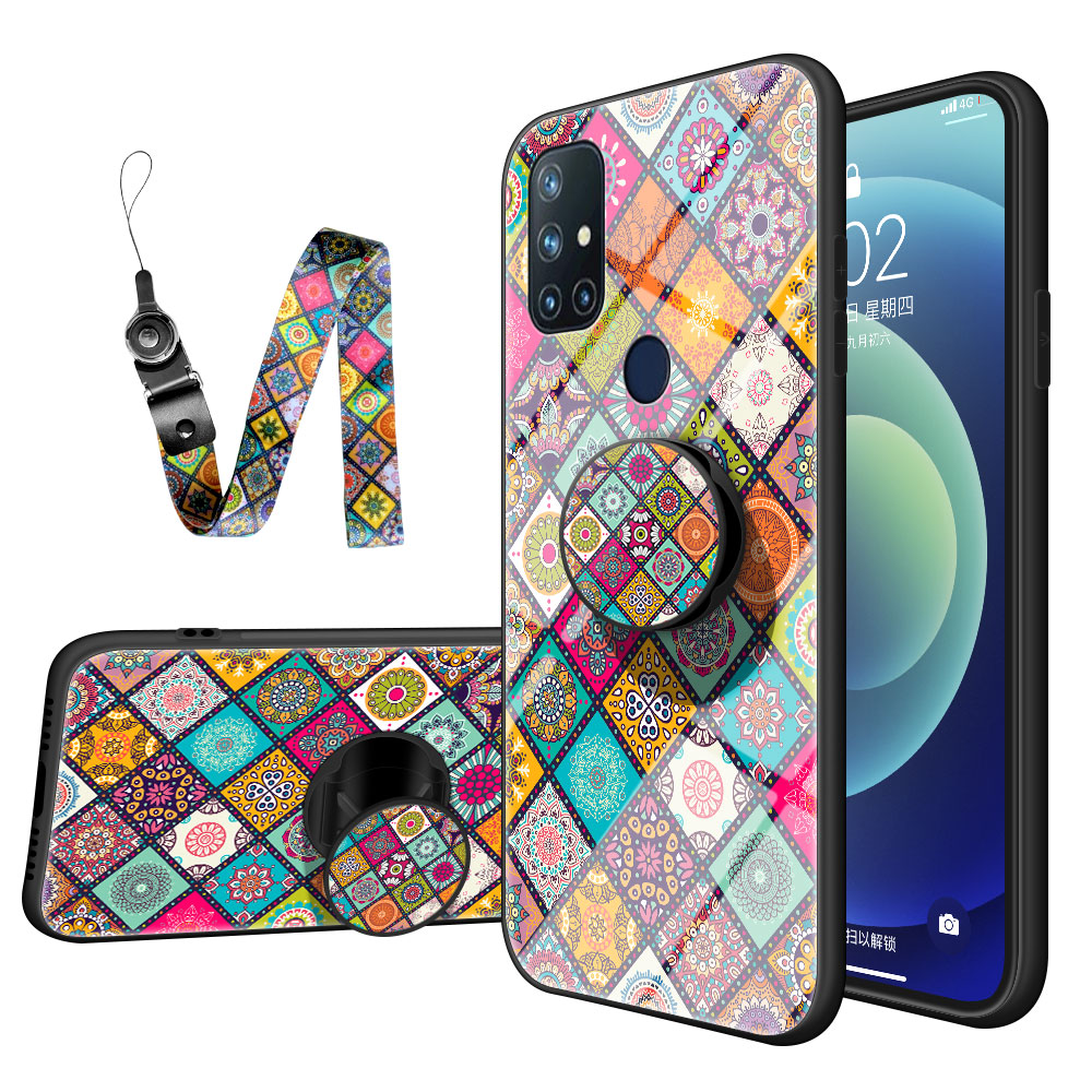 

Bunte Blütenhybrid -handy -hülle Mit Lanyard Für OnePlus Nord N10 5g - Kariertes Muster, OnePlus Nord N10 5G