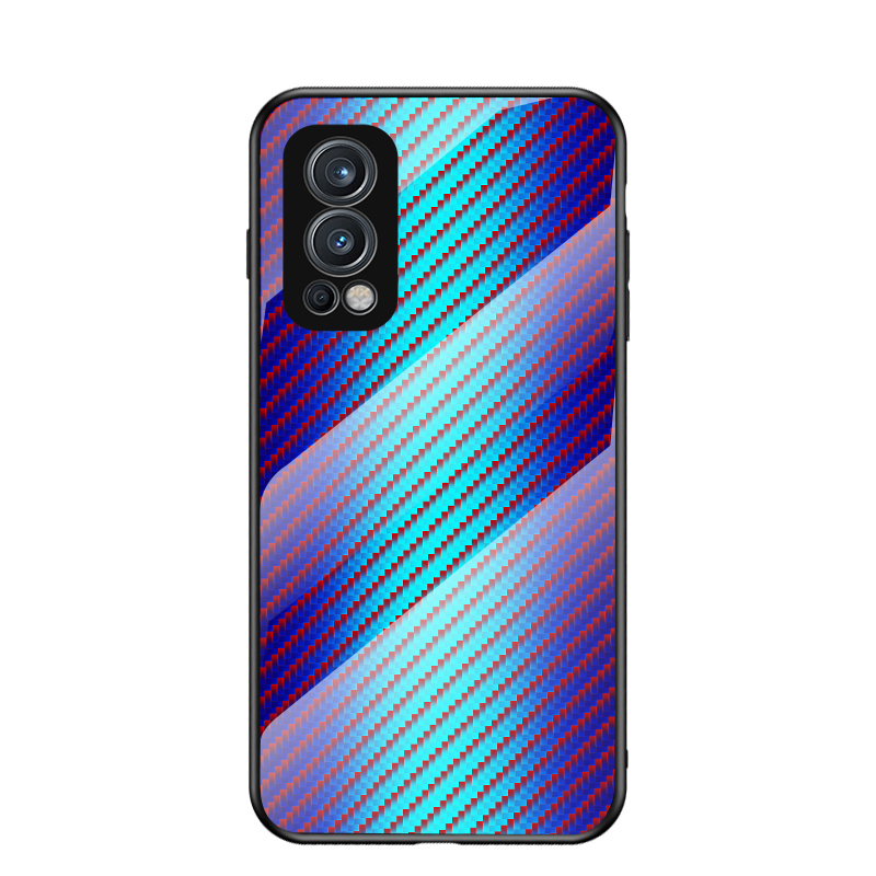 

Kohlefaser-gehärteter Glaskristall-Hybridschutz-Schutzhülle Für OnePlus-Nord 2 5g - Blaue Faser, OnePlus Nord 2 5G