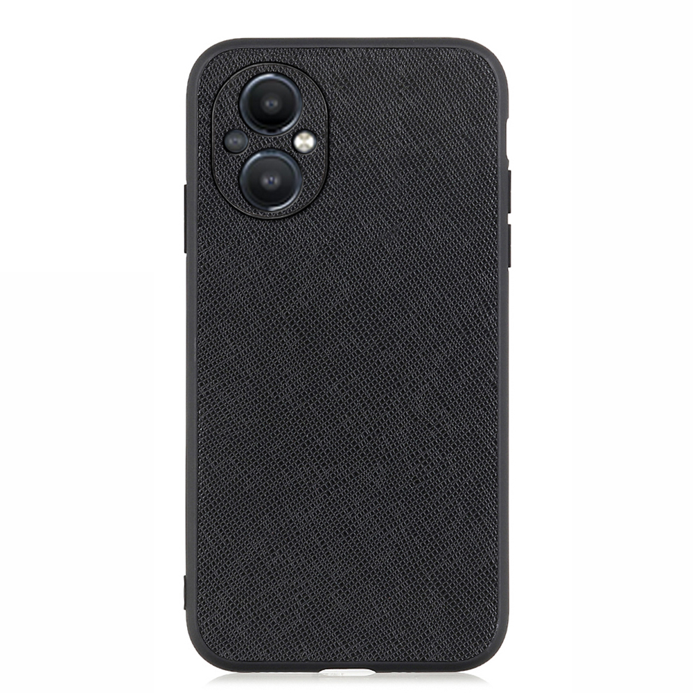 

Kreuz Textur Fallschutz Echtes Leder Beschichtung Hybrid TPU + PC Phone Case Für OnePlus Nord N20 5G - Schwarz, OnePlus Nord N20 5G