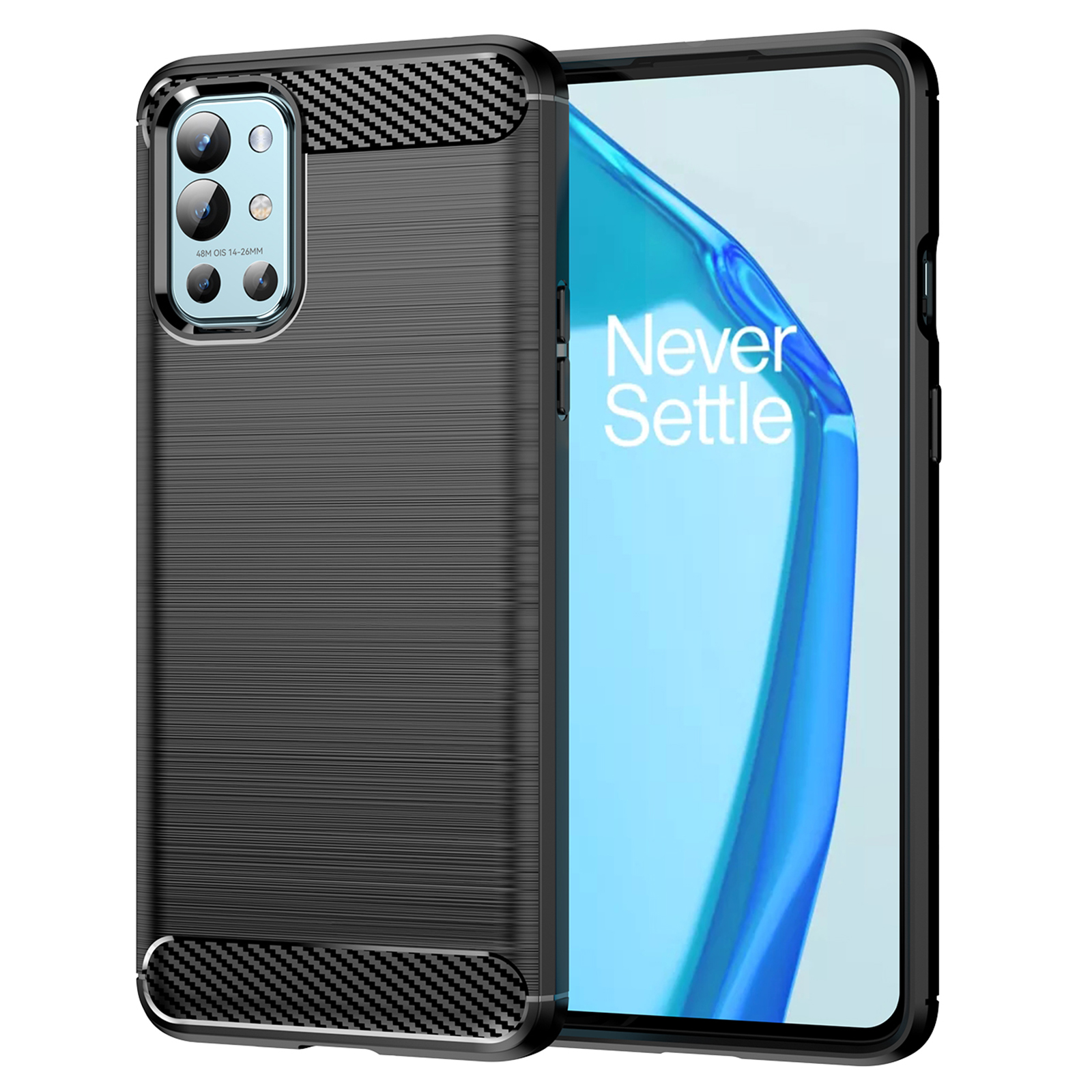 

1,8 mm Luftkissen Design TPU -hülle Telefonabdeckung Mit Kohlefasertextur - Schwarz, OnePlus 9R