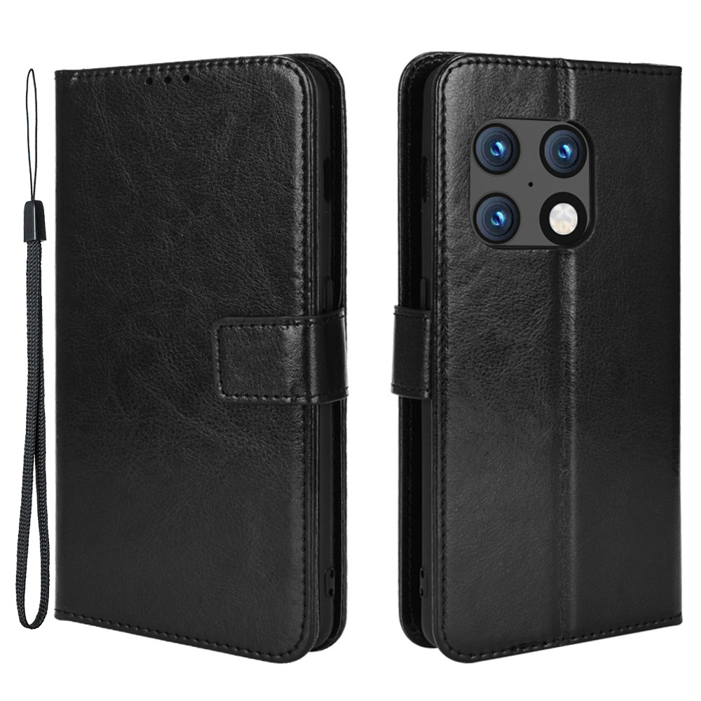 

Crazy Horse Texture Stand Wallet PU Leder + TPU Hülle Vollschutz Telefonabdeckung Für OnePlus 10 Pro 5g - Schwarz, OnePlus 10 Pro 5G