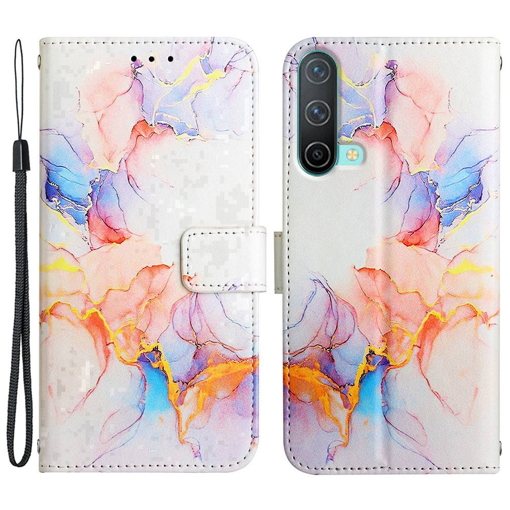 

YB Pattern Impring Leath Series-5 Pour OnePlus Nord CE 5G Marble Match PU le Cuir en Cuir Fermaine de Protection de Protection du Boîtier de Téléphonie - Milky Way Marble White LS004