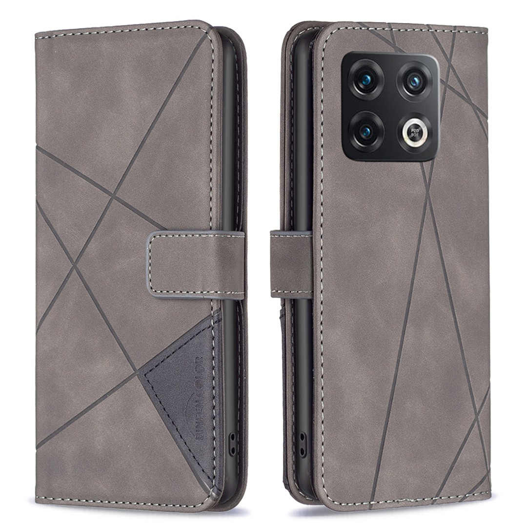 

Binfen Color Bf-sprudelmuster Serie-2 Für OnePlus 10 Pro 5G PU Leder Flip Phone Case 05 Geometrische Geprägte Folio-ständer Magnetschale - Grau, OnePlus 10 Pro 5G