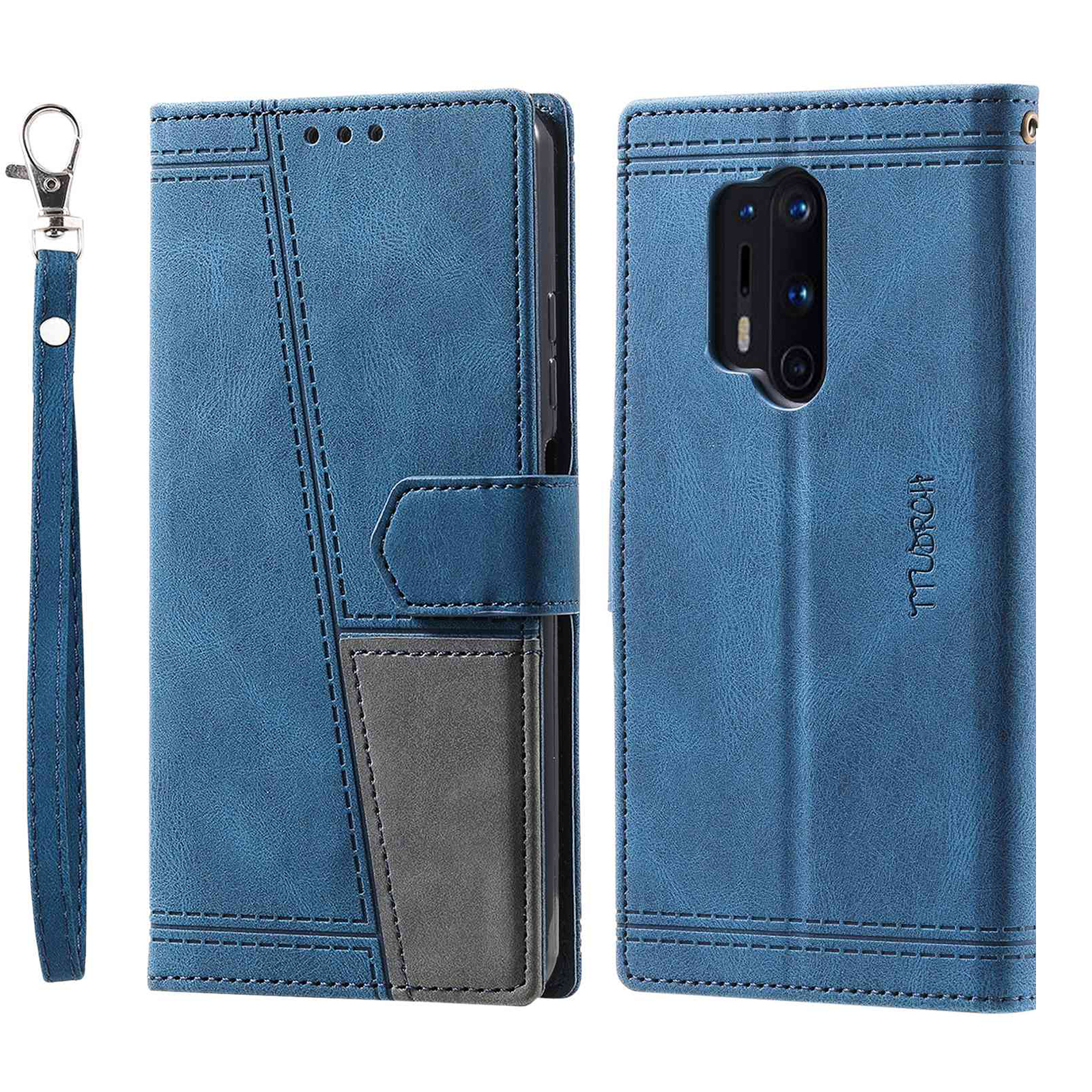 

Ttudrch 004 Für OnePlus 8 Pro Splicing Design Skin-touch-telefon-brieftasche Hülle RFID Blockierende Pu-lederschutzabdeckung - Blau, OnePlus 8 Pro