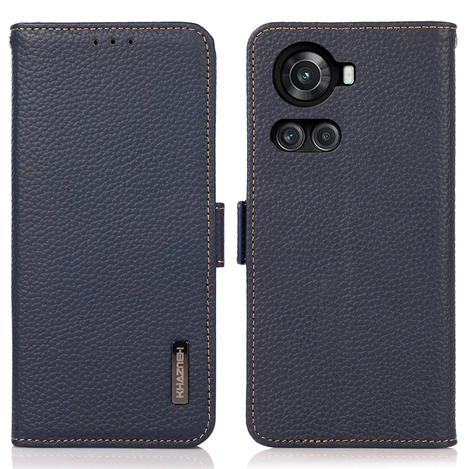 

KHAZNEH Eurleige Lederhaden Für Oneplus Ace 5G/10R 5G, Litchi Texturständer RFID Blocking Telefon Brieftasche Cover - Blau, OnePlus Ace 5G