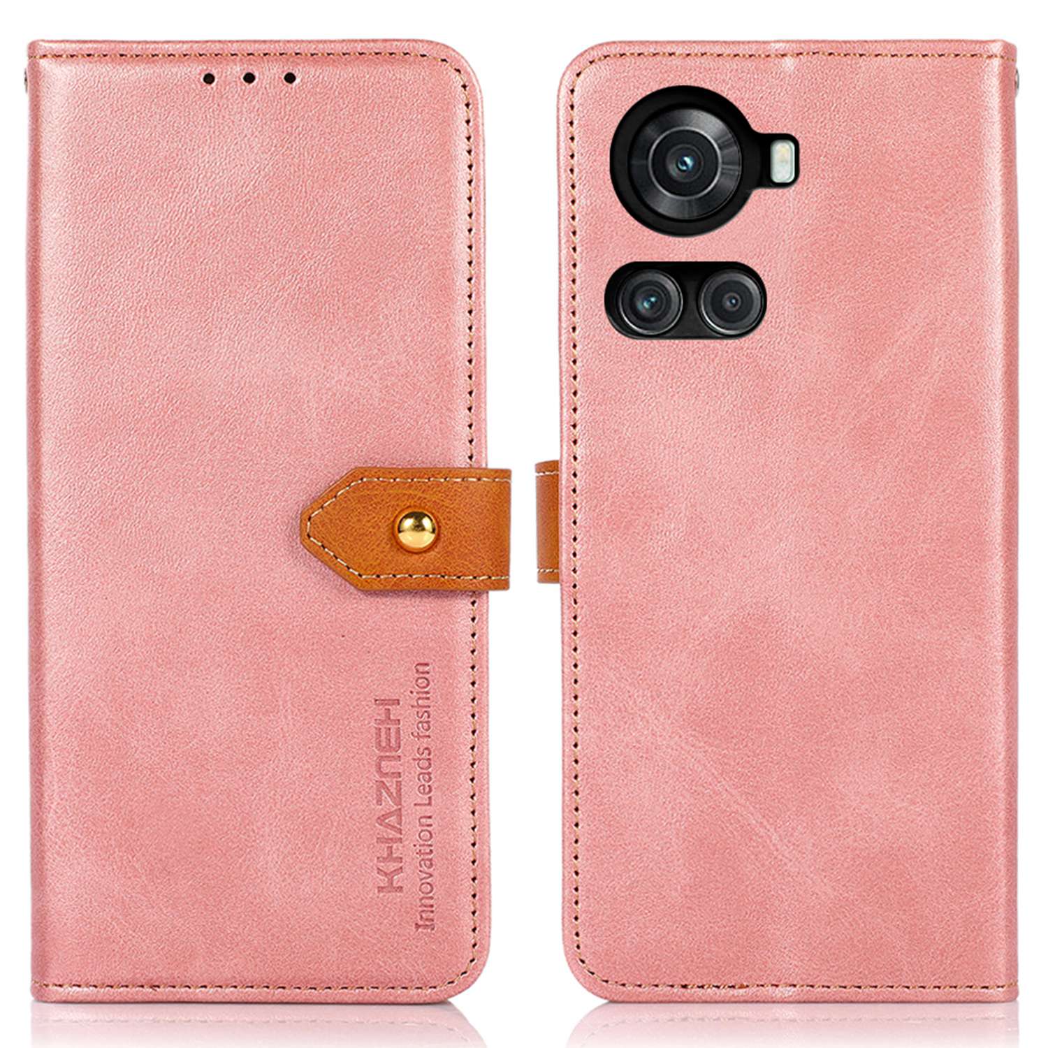 

Khazneh Für OnePlus Ace 5G/10R 5G Golden Magnetic Schnalle Wallet Hülle Pu-leder-leder-drop-proof-abdeckung - Roségold, OnePlus Ace 5G