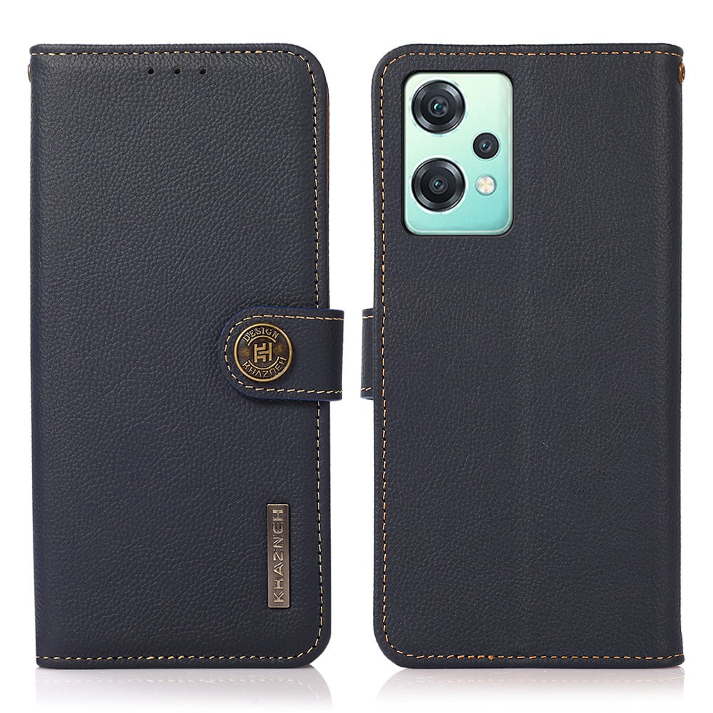 

Khazneh Für OnePlus Nord CE 2 Lite 5G Echtes Leder Rfid-blockierkoffer Stand Wallet Anti-drop-telefonschale - Blau, OnePlus Nord CE 2 Lite 5G