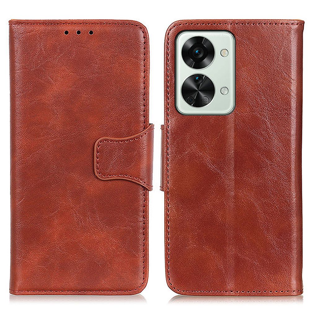 

Für OnePlus Nord 2T 5G Crazy Horse Texture Phone Schutz Geteiltes Lederpuppenhülle Aussichtsstand Flip Wallet Schockdcoverabdeckung - Braun, OnePlus Nord 2T 5G
