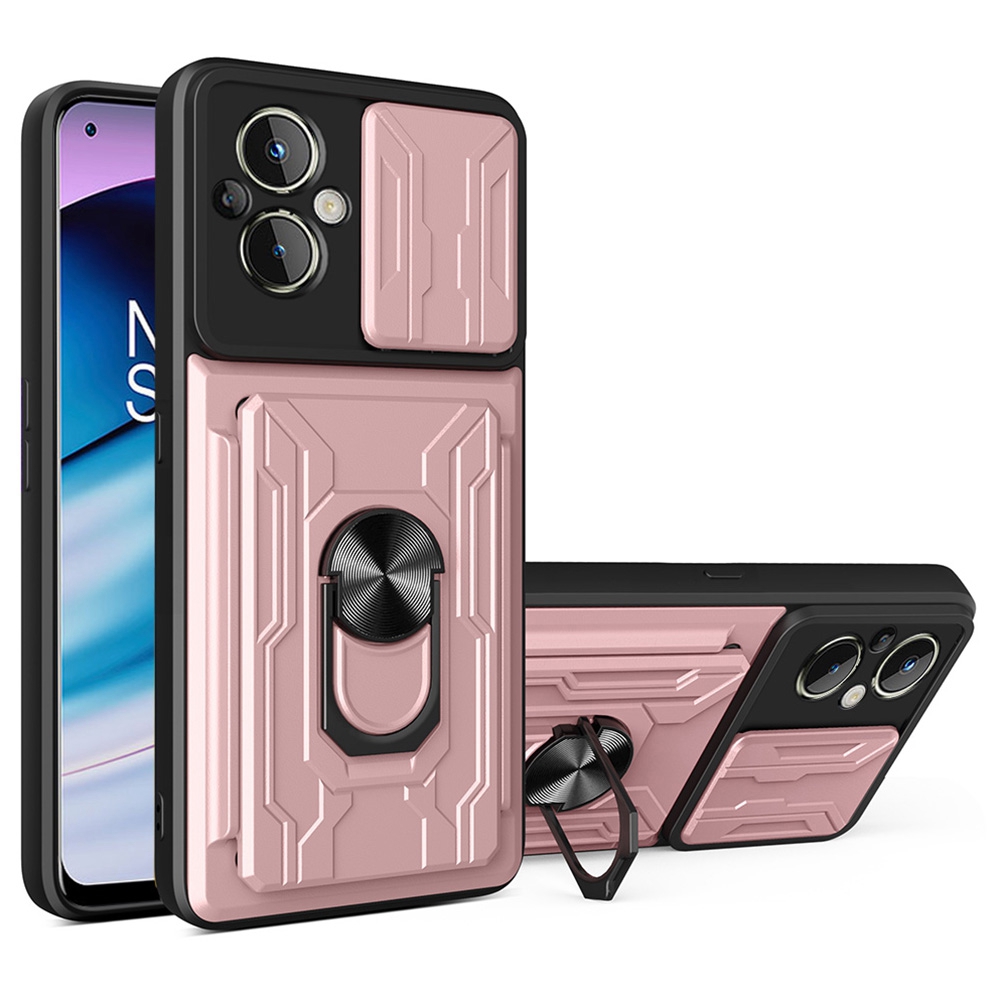 

Für OnePlus Nord N20 5G Anti-scratch-kartenhalter Ring Ring Kickstand Drop-proof Phone Case Dia-kameraabdeckung PC + TPU Hybrid Shell - Roségold, OnePlus Nord N20 5G