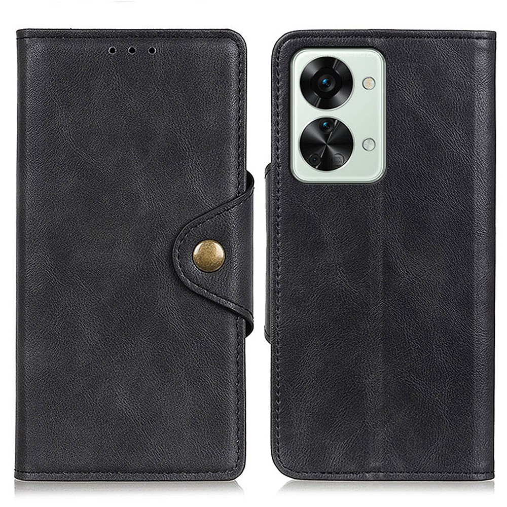 

Stand Telefonhülle Für OnePlus Nord 2T 5G, Magnetmessing Schnalle PU Leder + TPU Brieftasche Schutzabdeckung - Schwarz, OnePlus Nord 2T 5G