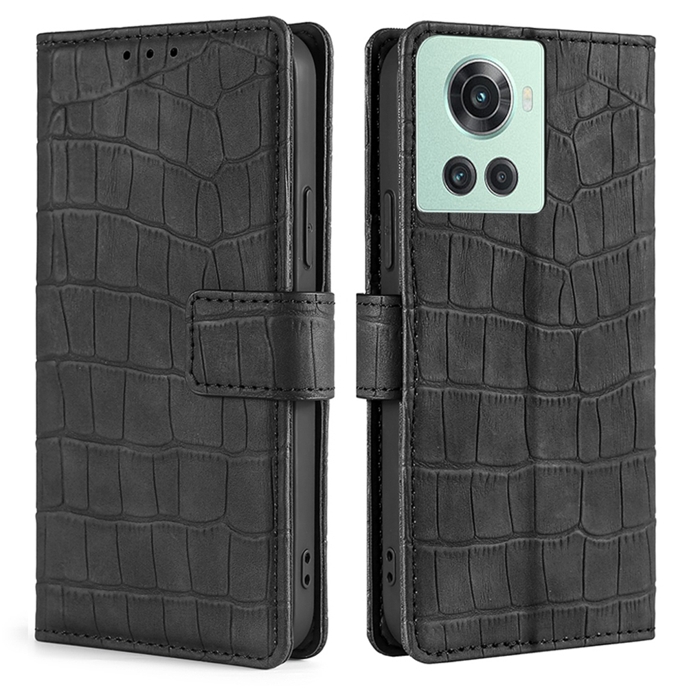 

Für OnePlus Ace 5G/10R 5G Anti-scratch Flip Leder Case Crocodile Texture Haut-touch-brieftasche Telefonabdeckung - Schwarz, OnePlus Ace 5G
