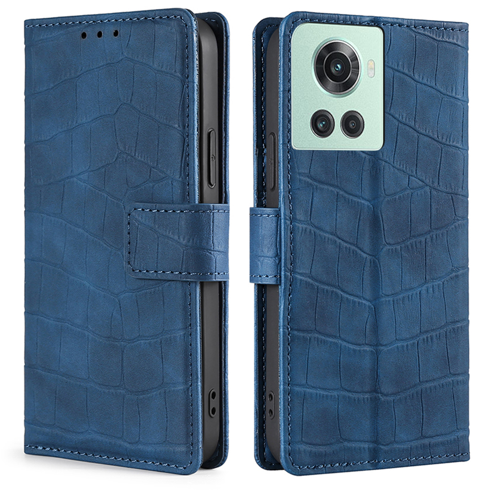 

Für OnePlus Ace 5G/10R 5G Anti-scratch Flip Leder Case Crocodile Texture Haut-touch-brieftasche Telefonabdeckung - Blau, OnePlus Ace 5G