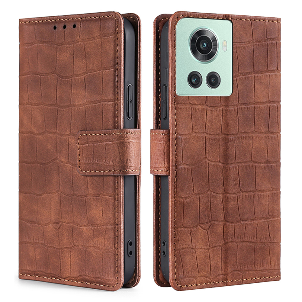 

Für OnePlus Ace 5G/10R 5G Anti-scratch Flip Leder Case Crocodile Texture Haut-touch-brieftasche Telefonabdeckung - Braun, OnePlus Ace 5G