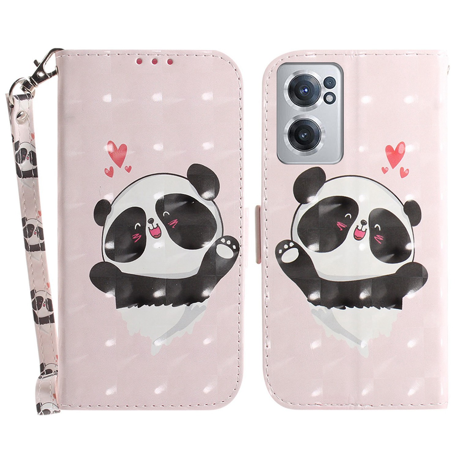 

Für OnePlus Nord CE 2 5G 3D -muster Druckbrieftasche PU Lederabdeckung Faltbares Stand Telefon Hülle - Liebe Panda, OnePlus Nord CE 2 5G