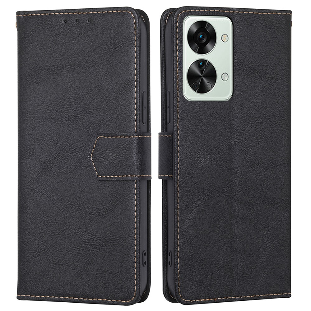 

Für OnePlus Nord 2T 5G RFID -blockierungsfunktion Lederhülle Wasserdichte Wallet Stand Phone Schutzabdeckung - Schwarz, OnePlus Nord 2T 5G