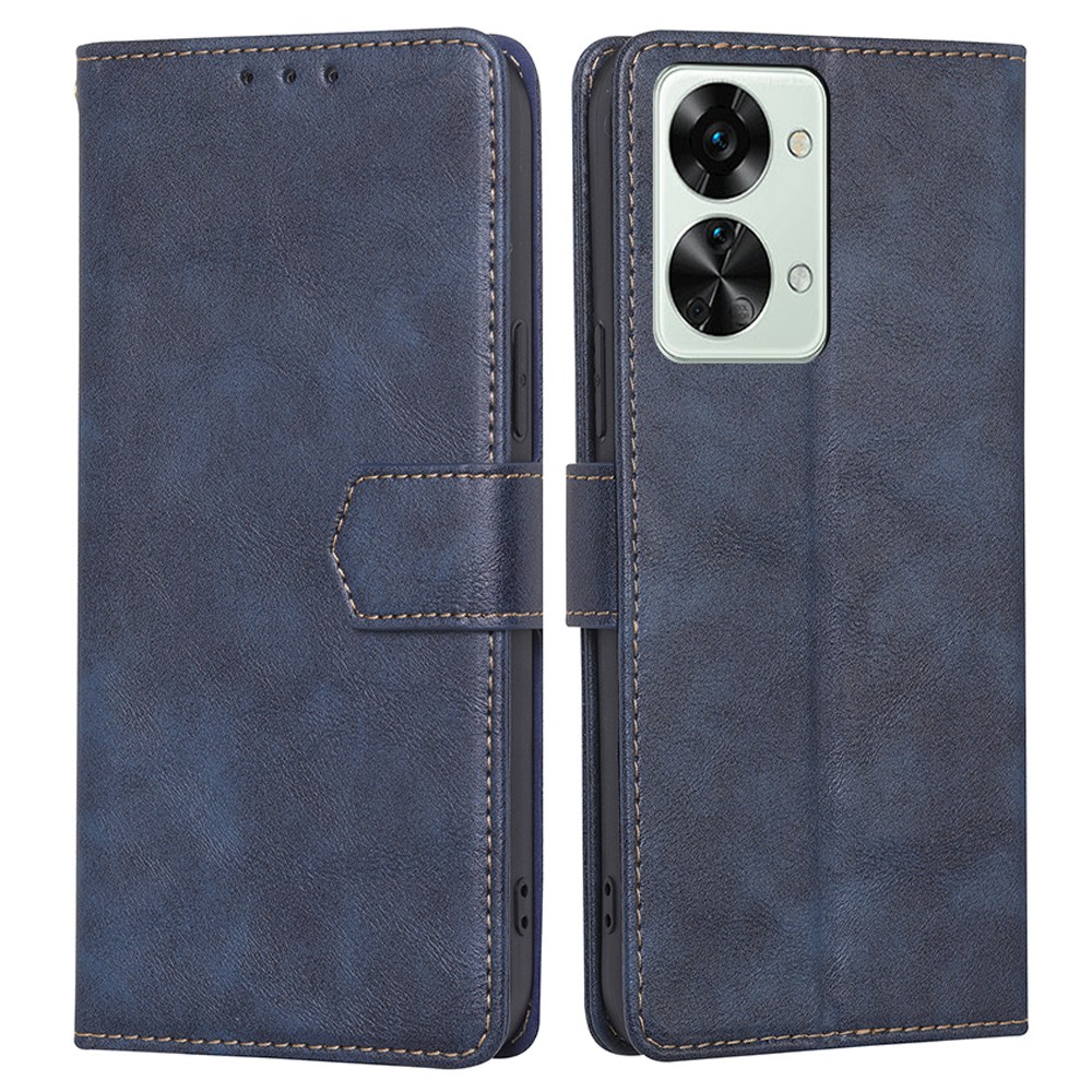 

Für OnePlus Nord 2T 5G RFID -blockierungsfunktion Lederhülle Wasserdichte Wallet Stand Phone Schutzabdeckung - Blau, OnePlus Nord 2T 5G