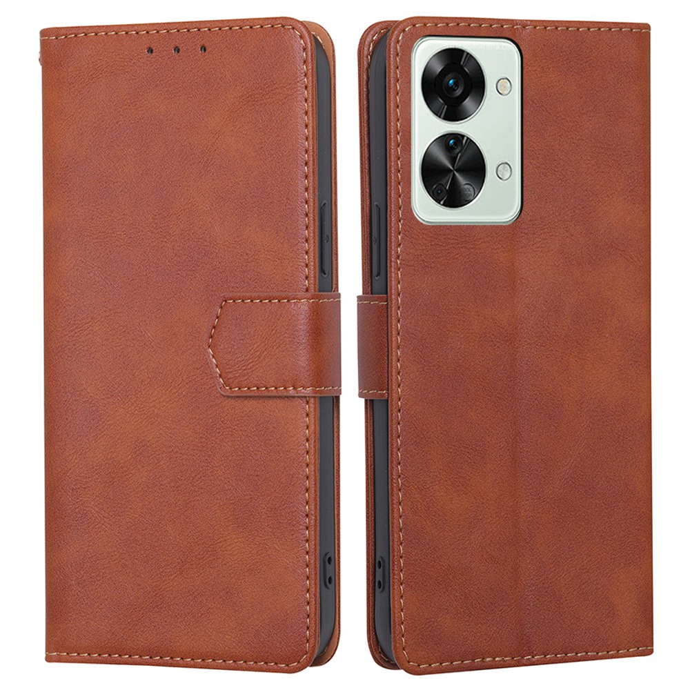 

Für OnePlus Nord 2T 5G RFID -blockierungsfunktion Lederhülle Wasserdichte Wallet Stand Phone Schutzabdeckung - Braun, OnePlus Nord 2T 5G