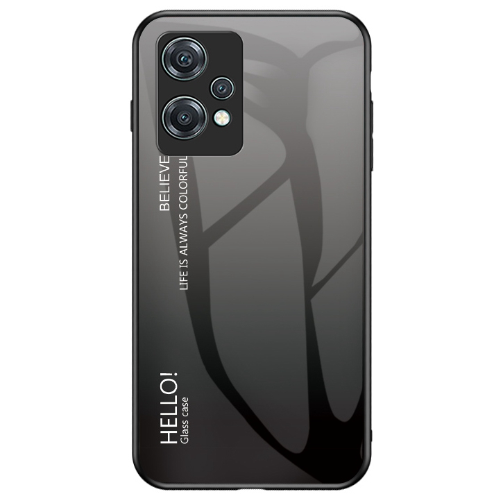 

Für OnePlus Nord CE 2 Lite 5G Gradienten Telefonhülle Temperiertes Glas+hartes PC -rückenweiche TPU -rahmenschockschutzschutzabdeckung - Gradientenschwarzgrau, OnePlus Nord CE 2 Lite 5G