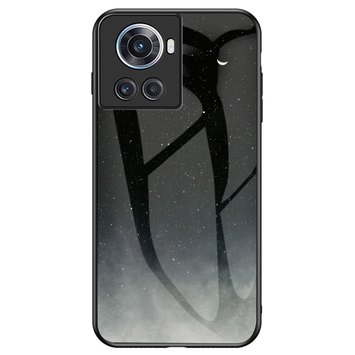 

Für OnePlus Ace 5G Sternenhimmelmuster Design Temperierte Glas Hülle Hartes PC Soft TPU Anti-scratch-schockabdeckung - Sternenmond, OnePlus Ace 5G