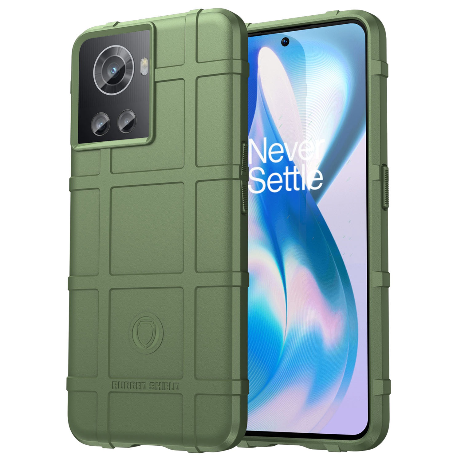 

Für OnePlus Ace 5G/10R 5G Rugged Square Grid Protective Case Verdickte Tpu-stoßabsorption Flexible Abdeckung - Grün, OnePlus Ace 5G