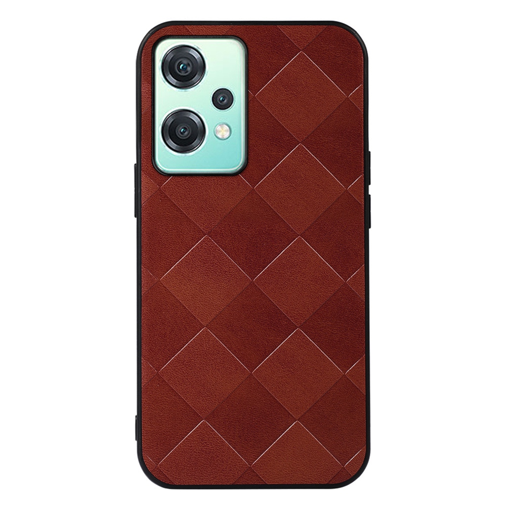

Stoßdichtes Telefongehäuse Für OnePlus Nord CE 2 Lite 5G Grid Textur Drop-proof PU Lederbeschichtete TPU + Pc-abdeckung - Braun, OnePlus Nord CE 2 Lite 5G