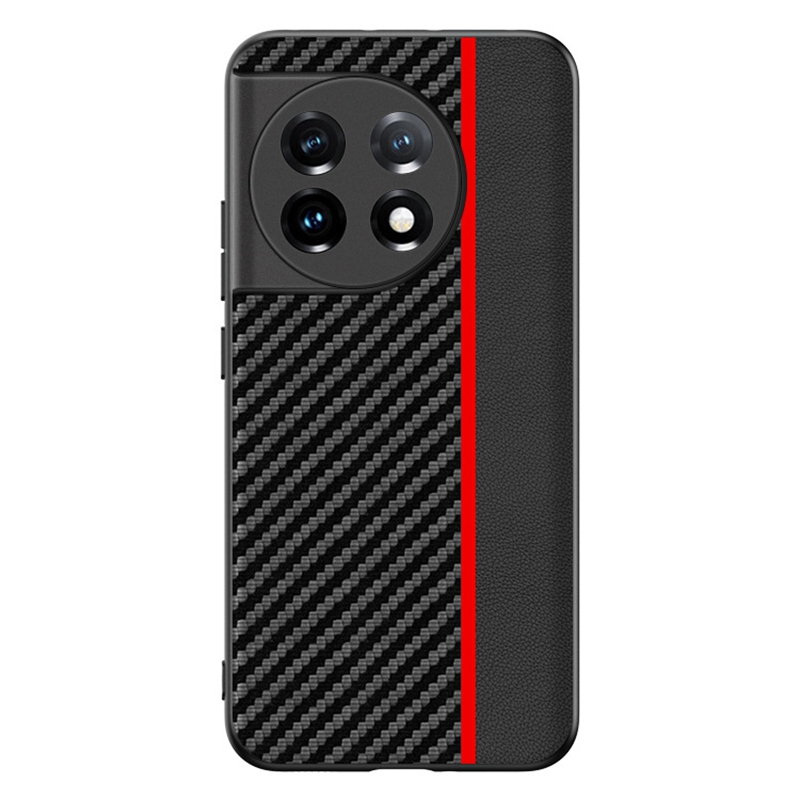 

Für OnePlus 11 5G Anti-rutsch-kohlefaser-textur-telefonhülle Ultra Slim Slim, Schockdes Schutzabdeckung - Schwarz / Rot, OnePlus 11 5G