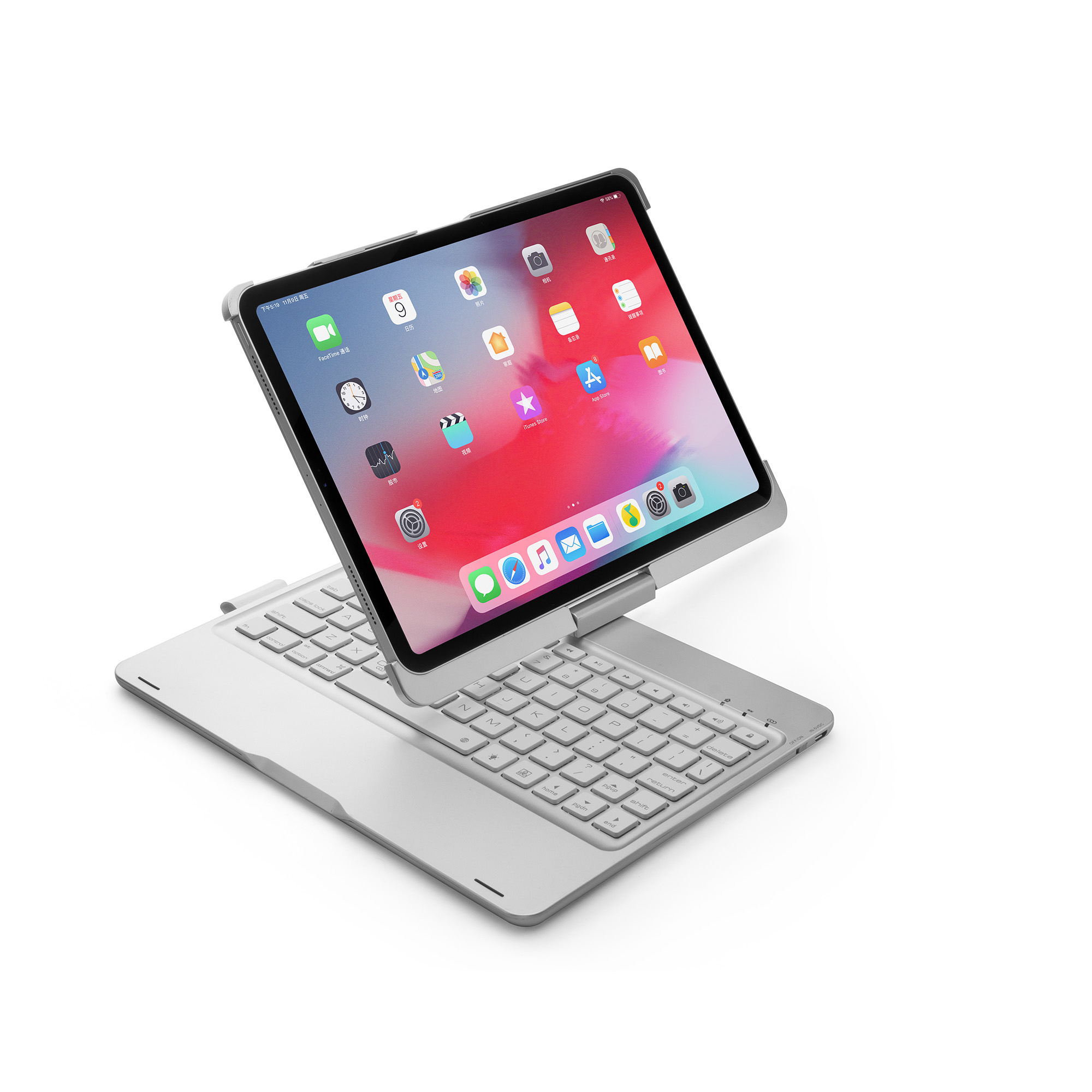 

F360B 360-degree Rotary ABS Bluetooth Keyboard Case for iPad Pro 11-inch (2018) - Silver, iPad Pro 11-inch (2020)