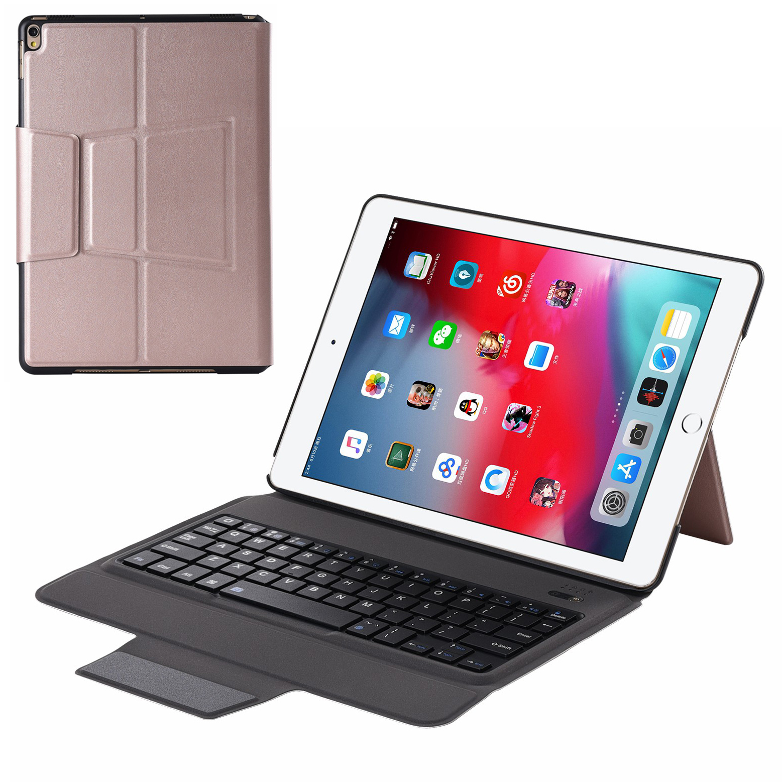 

T1010 Leather Cover Bluetooth Keyboard for iPad Air 10.5 inch (2019) / Pro 10.5-inch (2017) - Rose Gold, iPad Air 2