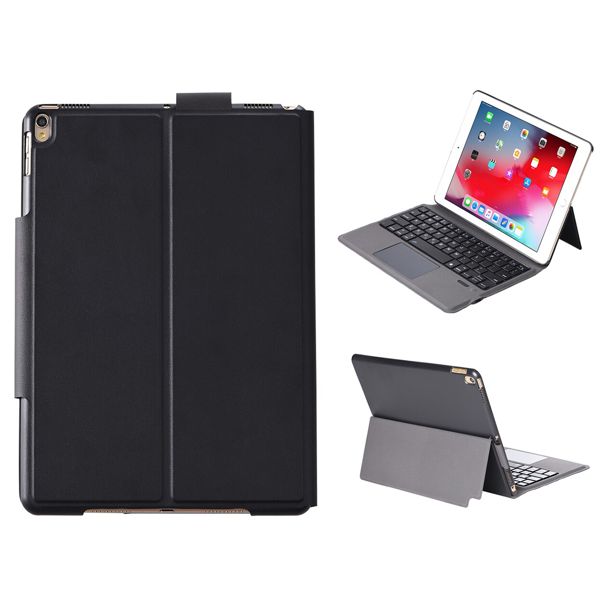 

T1092 Съемная Клавиатура Bluetooth + Кожаная Панель Из Искусственной Кожи Для IPad Air 10,5 Дюйма (2019) / PRO 10,5-дюймовый (2017) - Чернить, iPad Air 2