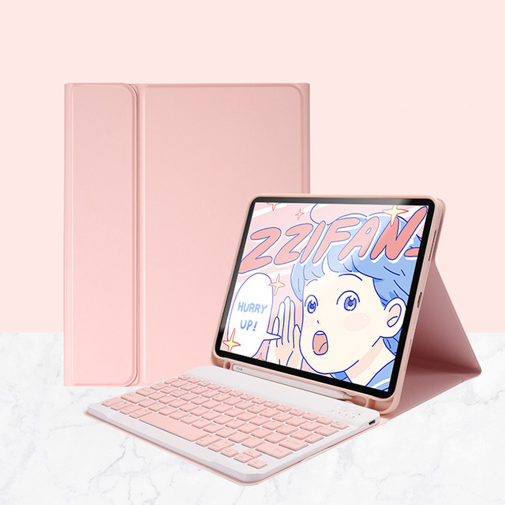 

Съемная Клавиатура Bluetooth Яркий Цвет Кожаный Футляр Для Кожи Для IPad Pro 11-дюймовый (2020) - Розовый, iPad Pro 11-inch (2020)
