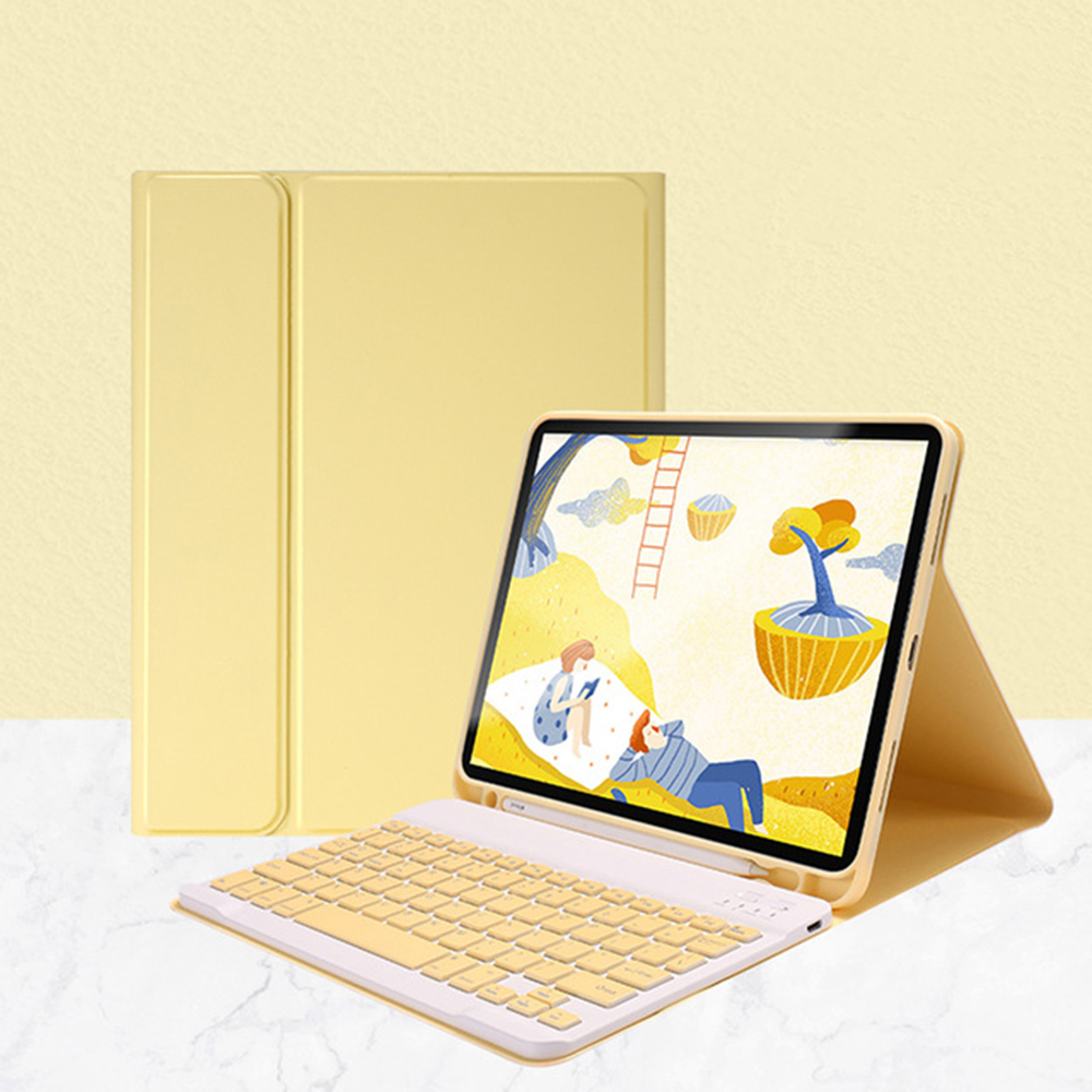 

Съемная Клавиатура Bluetooth Яркий Цвет Кожаный Футляр Для Кожи Для IPad Pro 11-дюймовый (2020) - Желтый, iPad Pro 11-inch (2020)