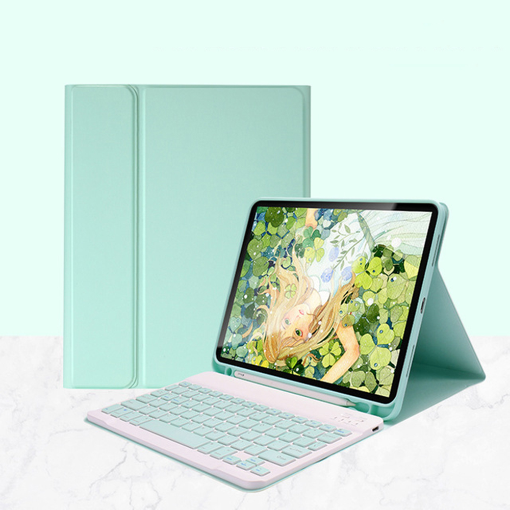 

Съемная Клавиатура Bluetooth Яркий Цвет Кожаный Футляр Для Кожи Для IPad Pro 11-дюймовый (2020) - Зеленый, iPad Pro 11-inch (2020)