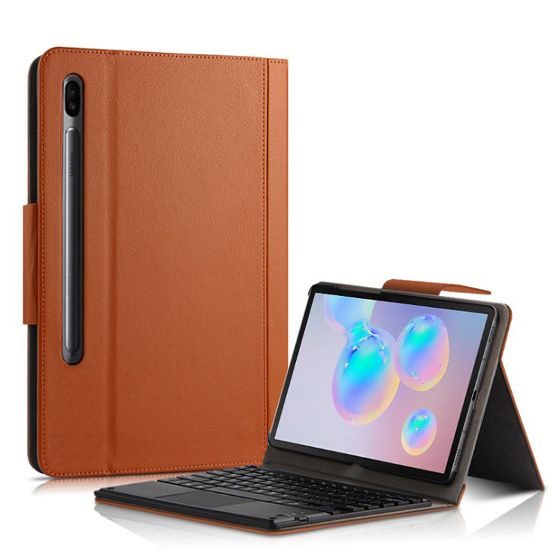 

Кожаная Крышка Ajiuyu Bluetooth Cheethoous Ceeding Cover Для Samsung Galaxy Tab S6 - Коричневый, Galaxy Tab S6