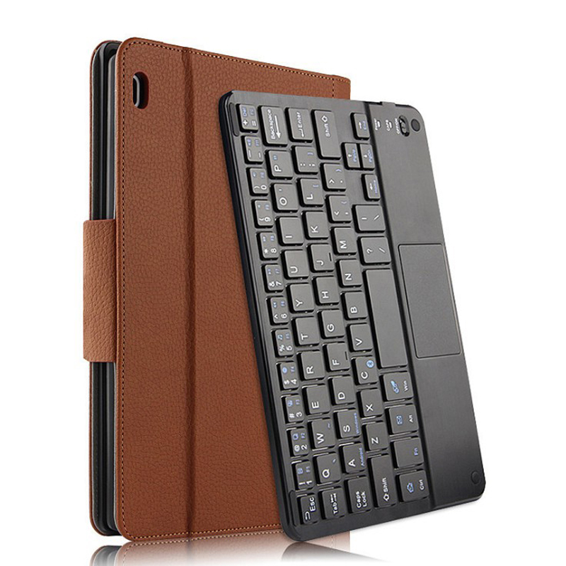 

AJIUYU Wireless Touch Bluetooth Keyboard Leather Protector Cover for Lenovo Tab 4 10 - Brown, Lenovo Tab 4 10