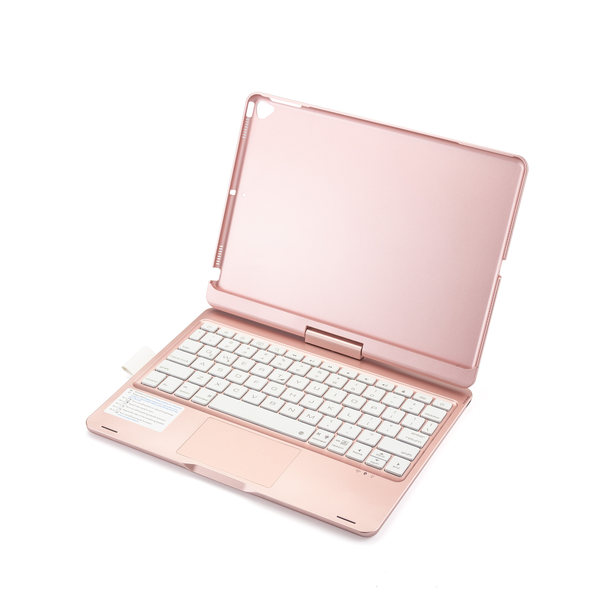 

Wireless Bluetooth Touchpad Keyboard Cover Backlight Function Keyboard for iPad 10.2 (2019)/Air 10.5 inch (2019)/Pro 10.5-inch (2017) - Rose Gold, iPad 10.2 (2019)