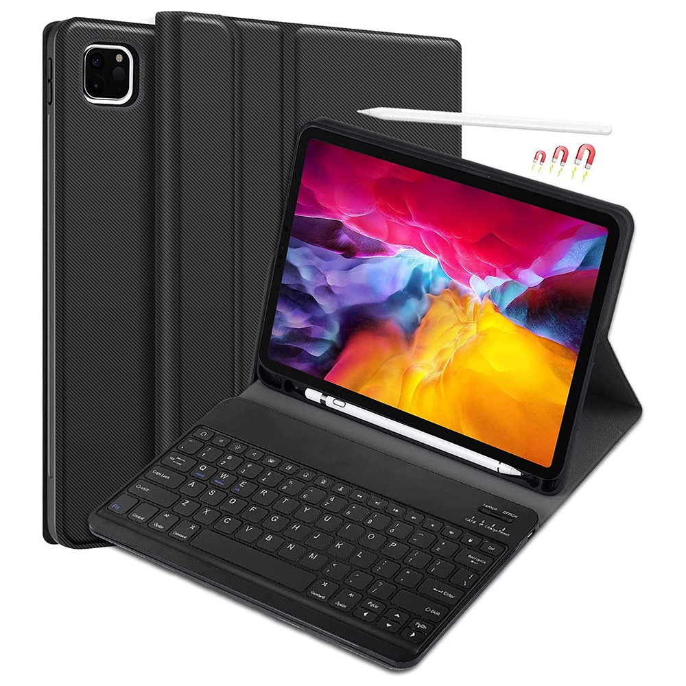 

Для IPad Pro 11-дюймовый (2021)/(2020)/(2018) Точная Обрезанная Текстурированная Кожаная Оболочка PU + Wireless Bluetooth 3.0 Набор Клавиатуры С Слотом Для Ручки - Черный, iPad Pro 11-inch (2021)