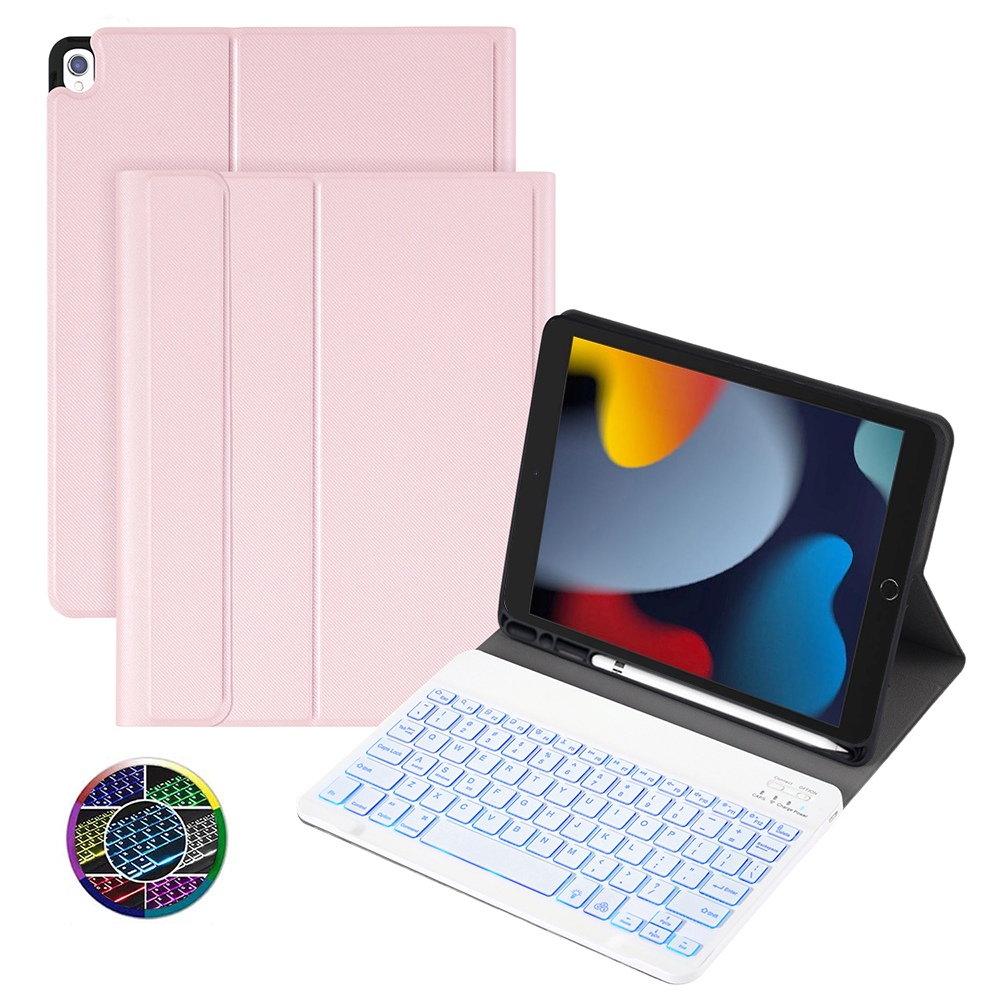 

Для IPad 10.2 (2021)/(2019)/(2020)/Air 10,5 Дюйма (2019)/Pro 10,5-дюймовый (2017) Портативная Блюэтут-клавиатура Беспроводная Клавиатура + Защитный Корпус Бизнес-стиля С Держателем Карандаша - Розовый, iPad 10.2 (2021)