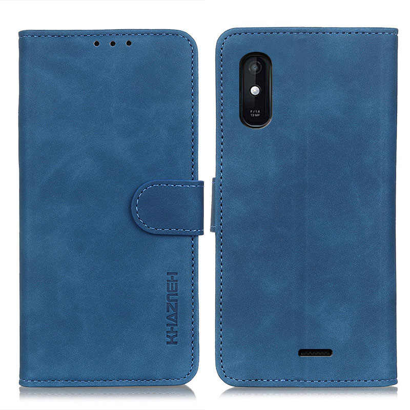 

KhazNeh Brieftasche Standdesign Retro Kornstil Magnetverschluss PU Ledertasche Für Wiko Y51 - Blau, Wiko Y51