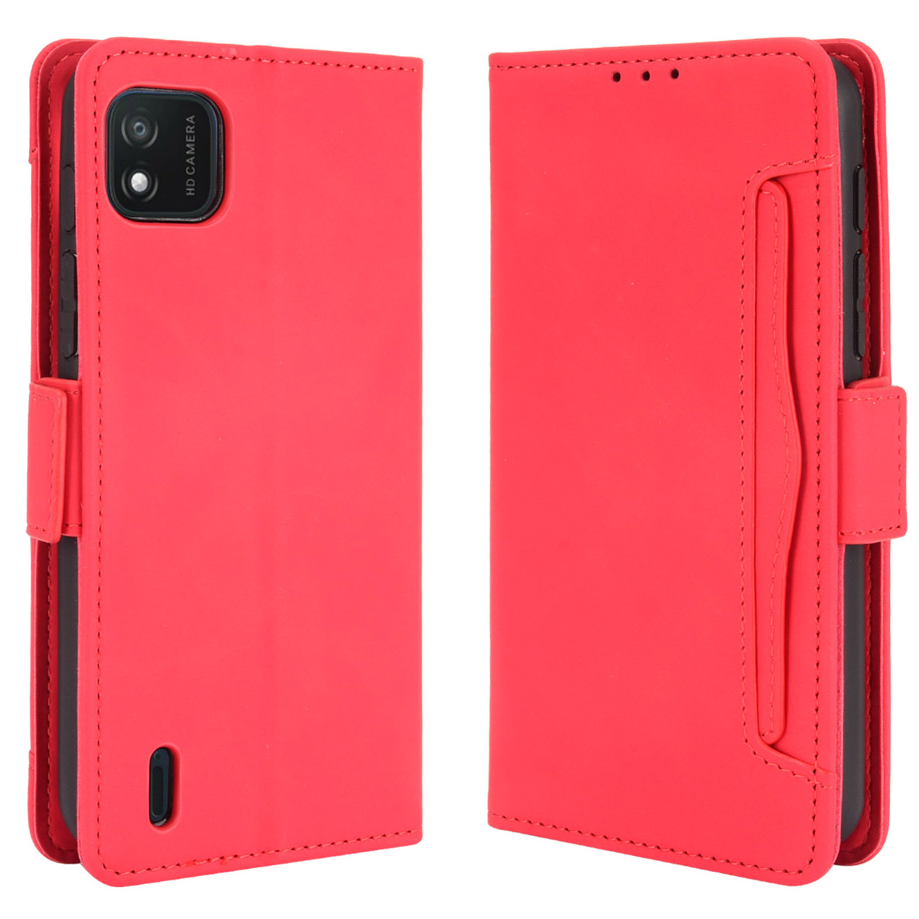 

Multiple Card Slots Design Brieftasche Stand Lederschutz Telefon Fall Shell Für Wiko Y62 - Rot, Wiko Y62 4G