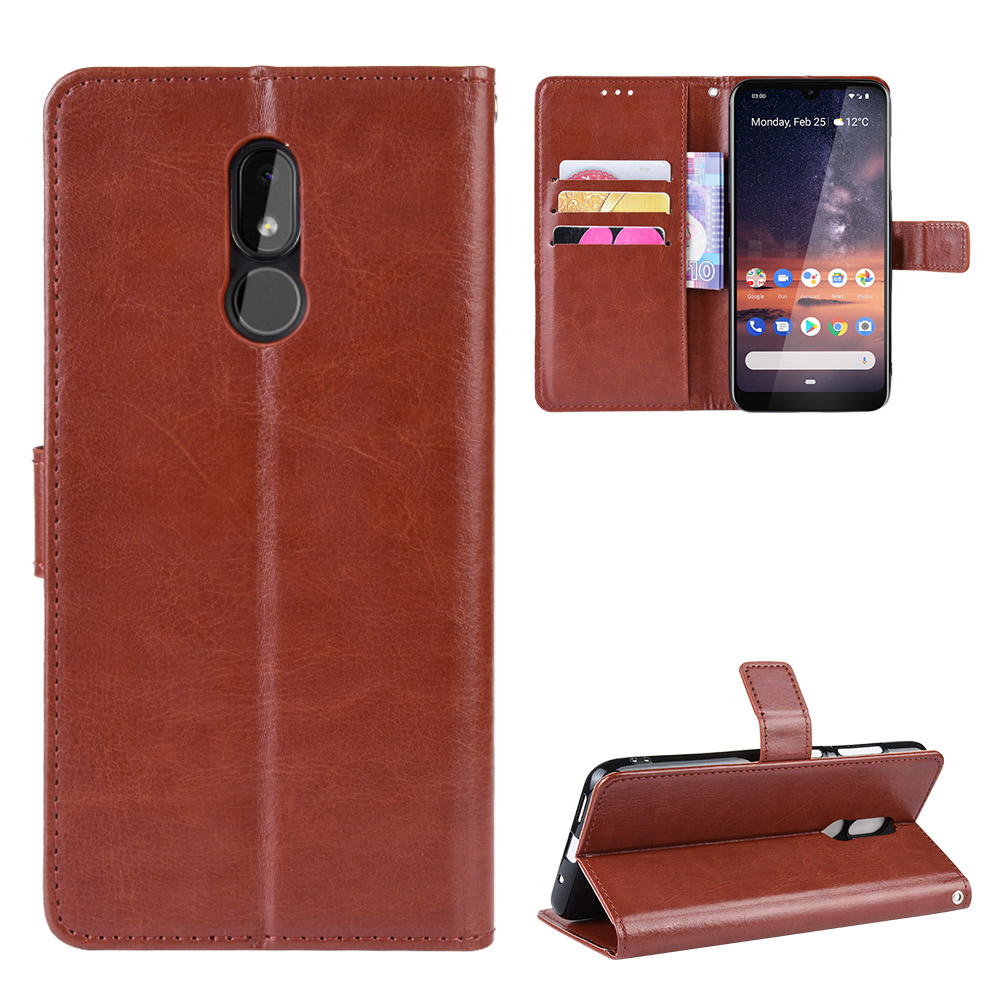 

Crazy Horse Leather Wallet Stand Case for Nokia 3.2 - Brown, Nokia 3.2