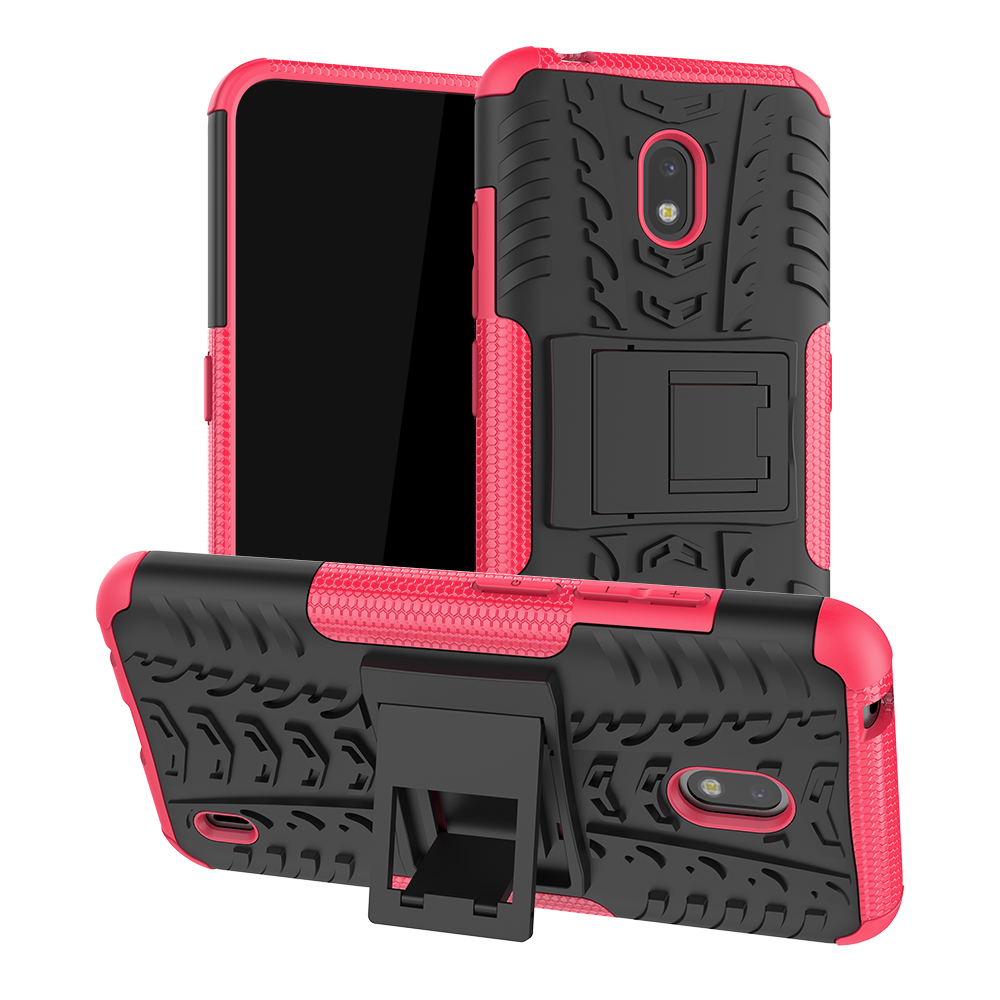 

Cool Texture Kickstand Anti-drop PC + TPU Hybrid Case for Nokia 2.2 - Pink, Nokia Nokia 2.2
