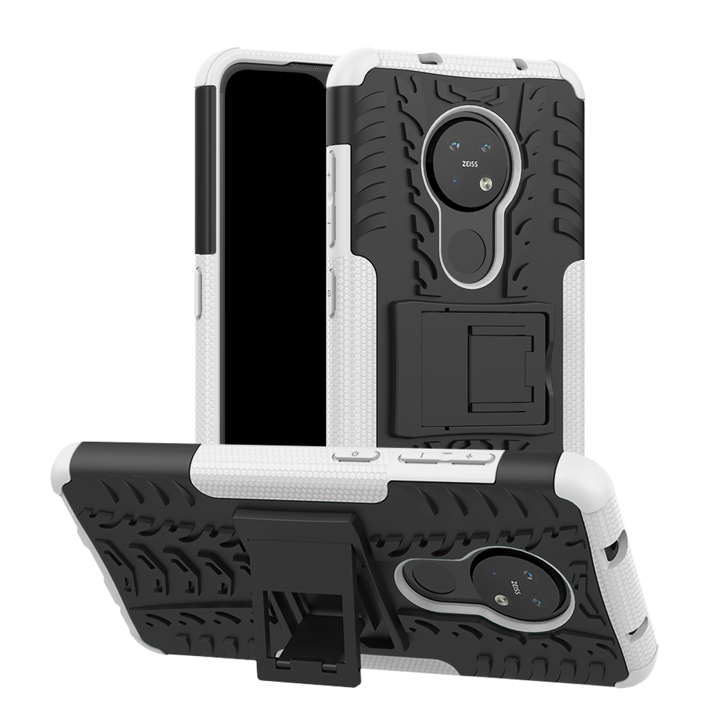 

Cool Tire PC + TPU Hybrid Téléphone Couverture Avec Kickstand Pour Nokia 7.2 / 6.2 - Blanche