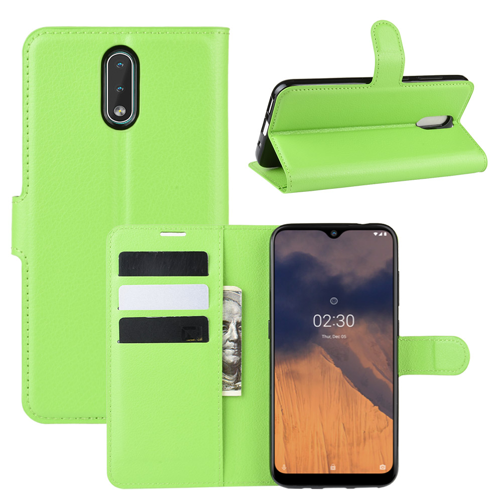

Litchi Skin Wallet Leather Stand Case for Nokia 2.3 - Green, Nokia Nokia 2.3