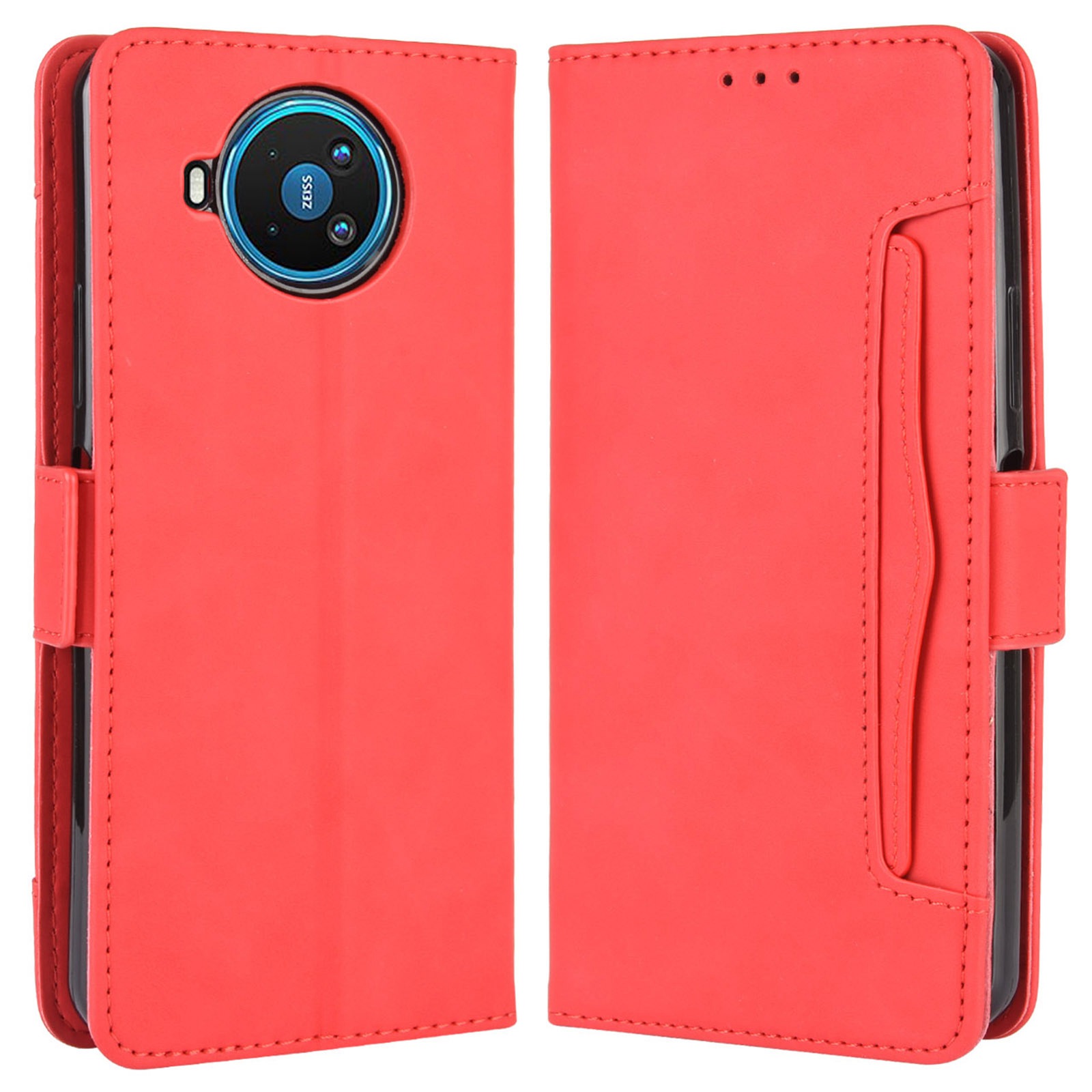 

Cuir Avec Support De Portefeuille De Portefeuille Pour Nokia 8.3 5g Couverture De Téléphone Anti-collision - Rouge