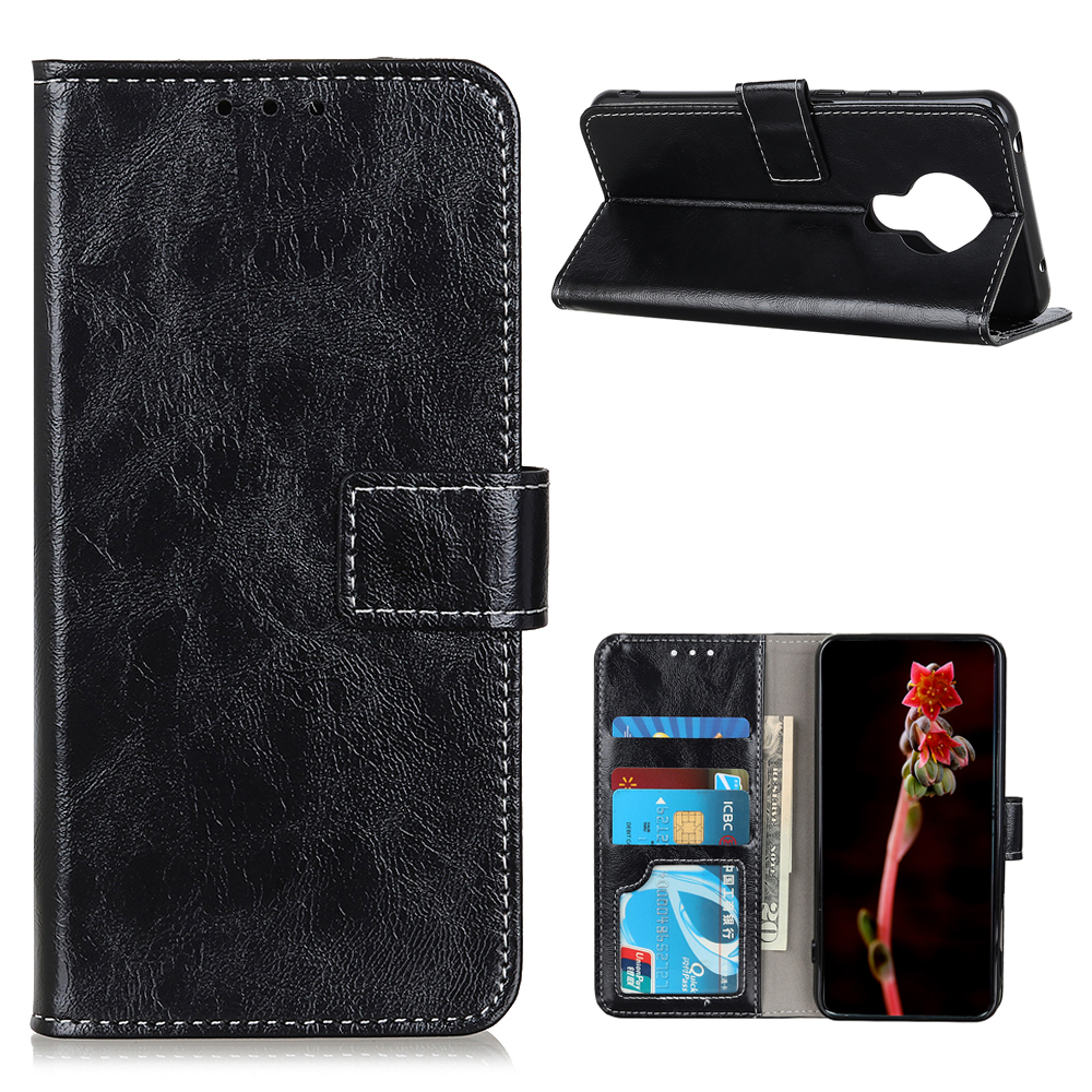 

Crazy Horse Wallet Leder Stand Fall Für Nokia 3.4 - Schwarz, Nokia 3.4