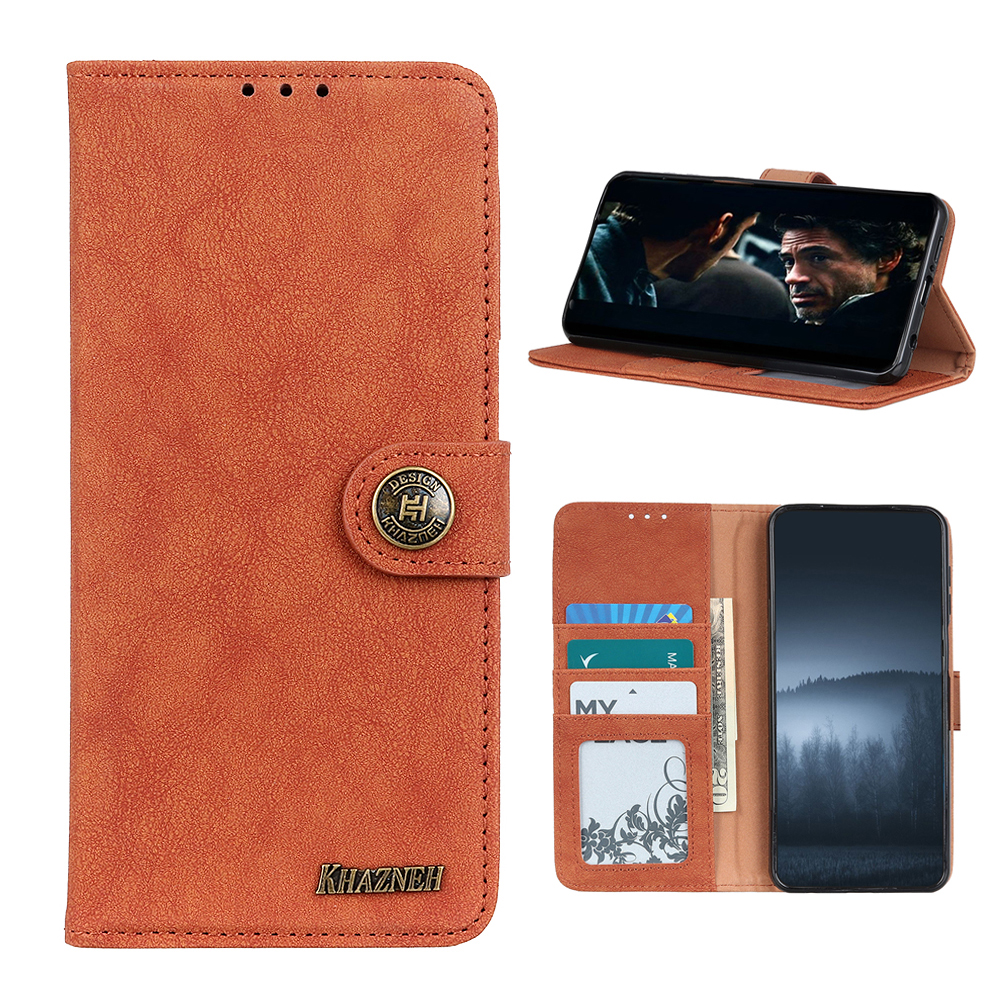 

Khazneh Retro Split Leather Shell Brieftasche Stehkofferzubehör Für Nokia 3.4 - Orange, Nokia 3.4