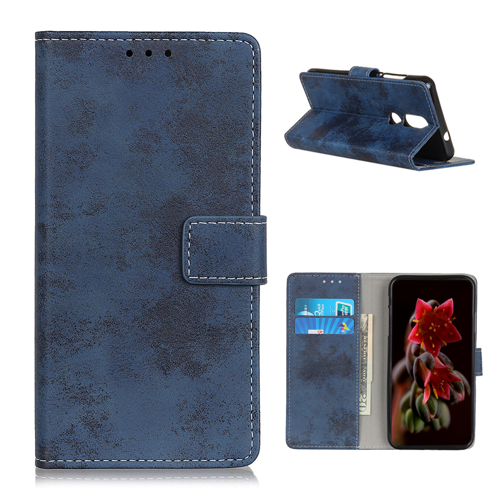 

Retro -leder -brieftaschenstand Hülle Für Nokia 2.4 Telefonabdeckung - Blau, Nokia C20