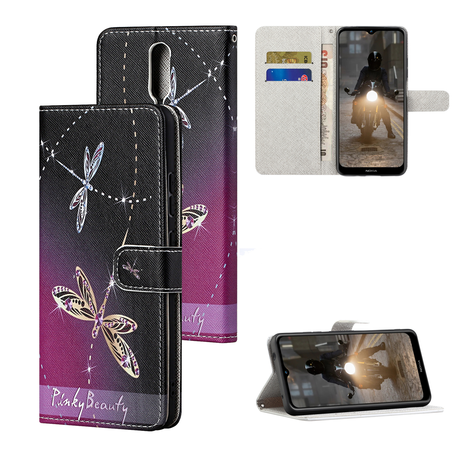 

Neue Falldruck Kreuz Textur Stand Protector Lederabdecker Für Nokia 2.4 - Verleumdung, Nokia C20