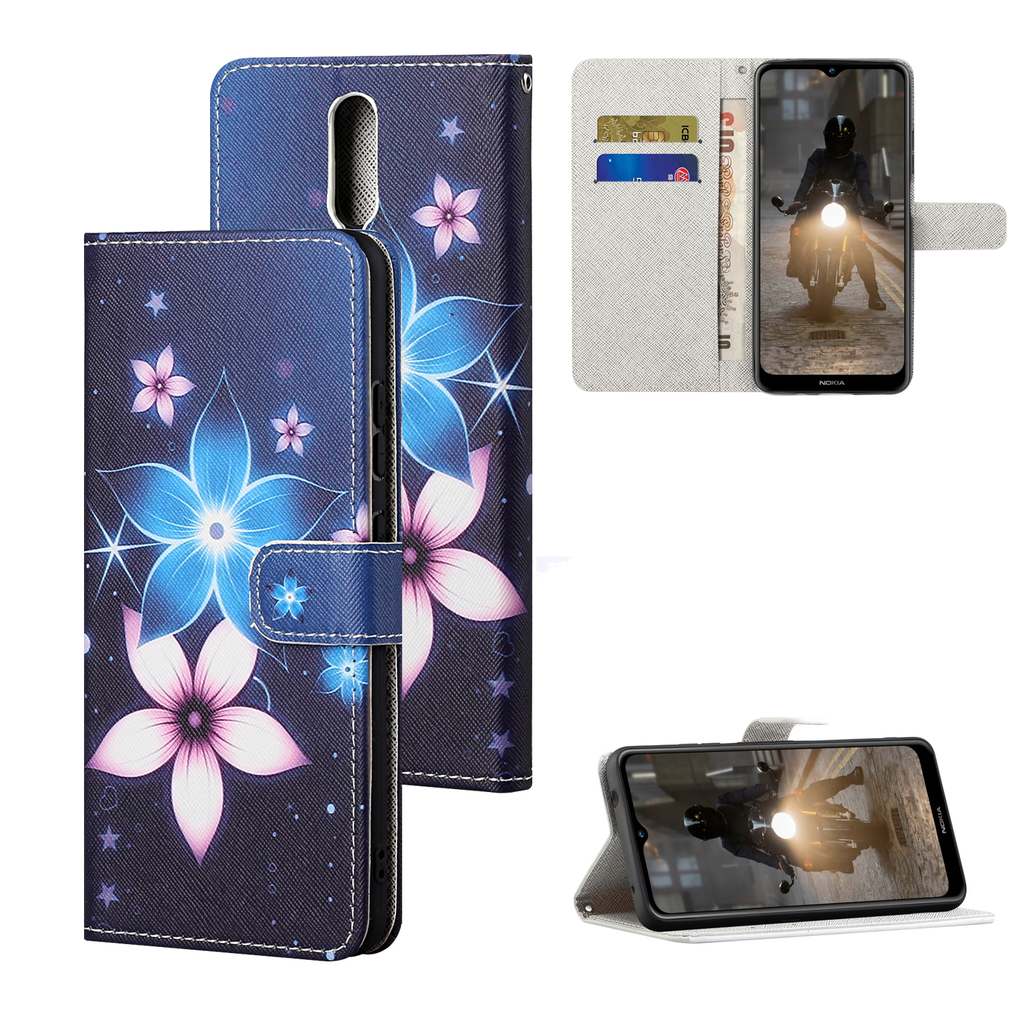 

Neue Falldruck Kreuz Textur Stand Protector Lederabdeckung Für Nokia 2.4 - Schöne Blume, Nokia C20