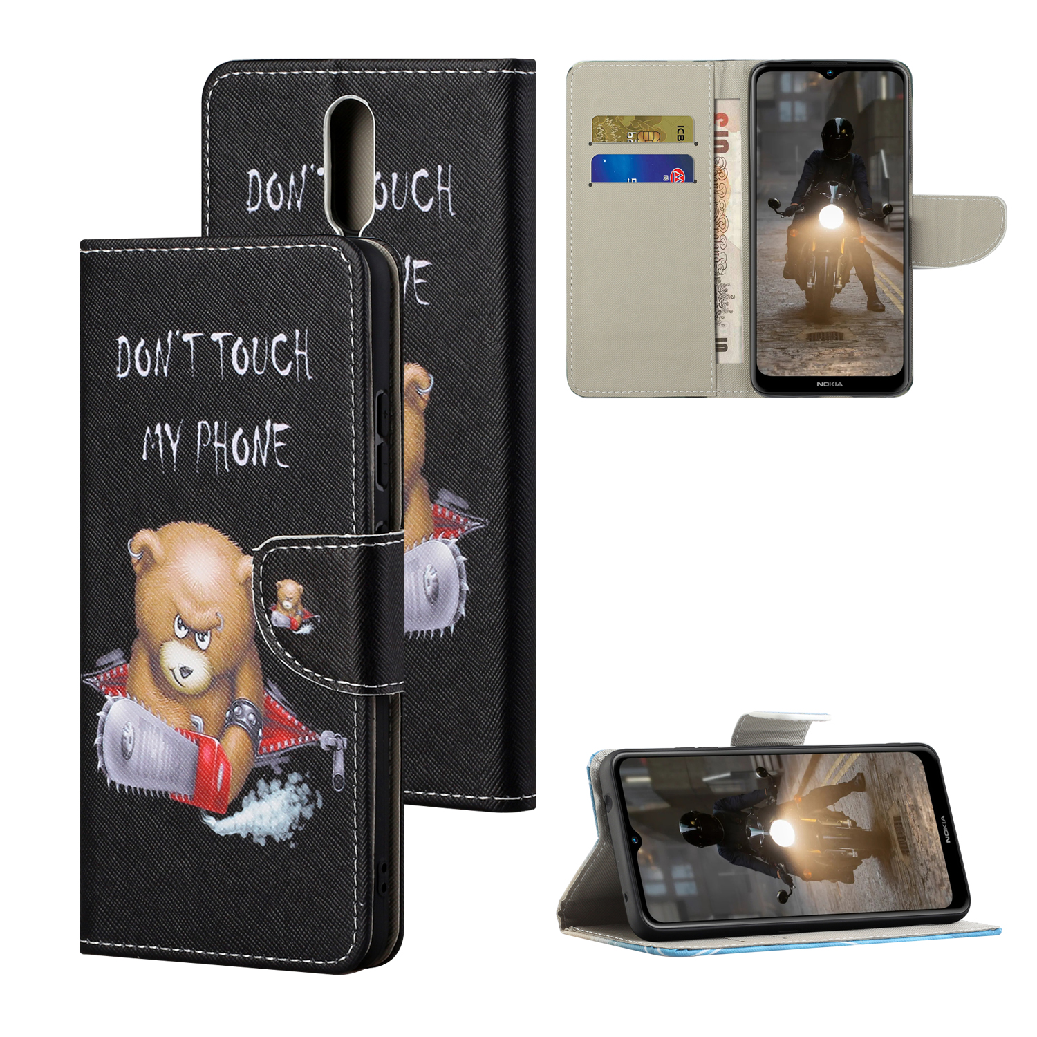 

Gemusterte Kreuztextur Leder Brieftasche Für Nokia 2.4 Stand Shell - Bär, Nokia C20